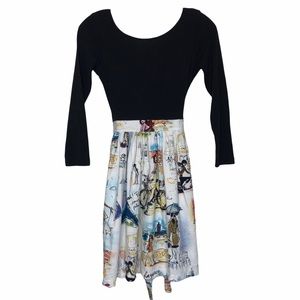 Fiveloaves Twofish Paris Theme long Sleeve Dress Girls 12